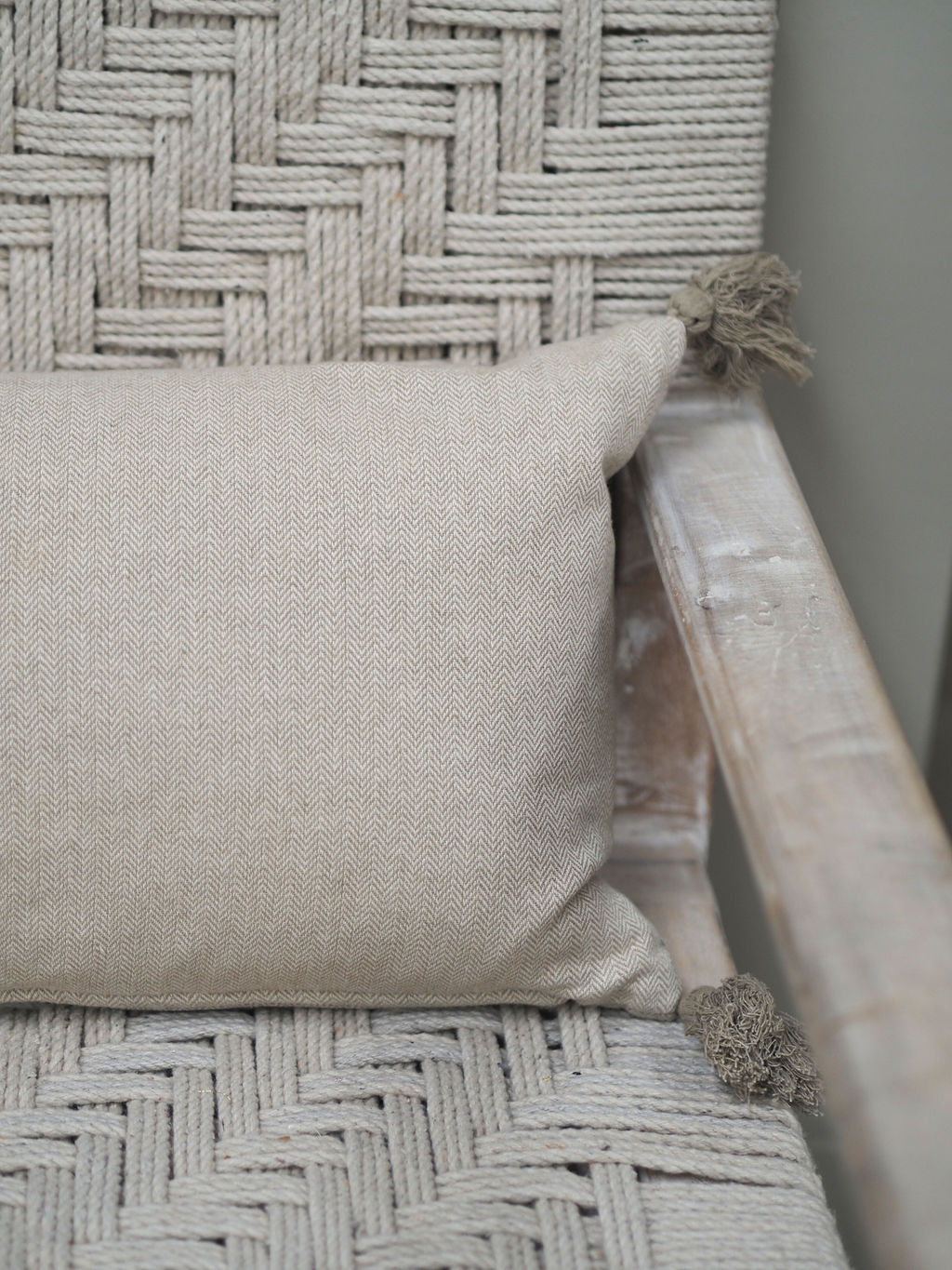 Cotton Herringbone Breakfast Cushion Taupe 60 x 30cm