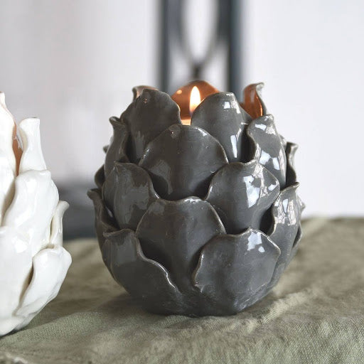 Ceramic Artichoke T-Lite Holder 10cm - in 3 colours