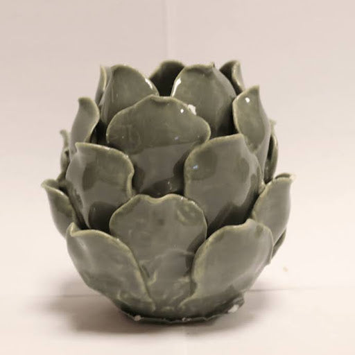 Grey Ceramic Artichoke T-Lite Holder 10cm