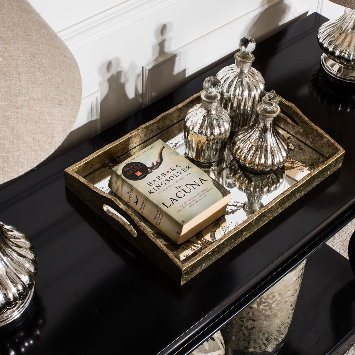 WALTHAM RECTANGULAR MIRRORED BIRD TRAY