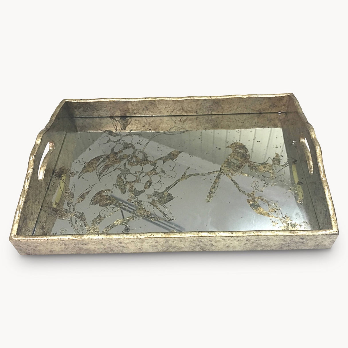 WALTHAM RECTANGULAR MIRRORED BIRD TRAY