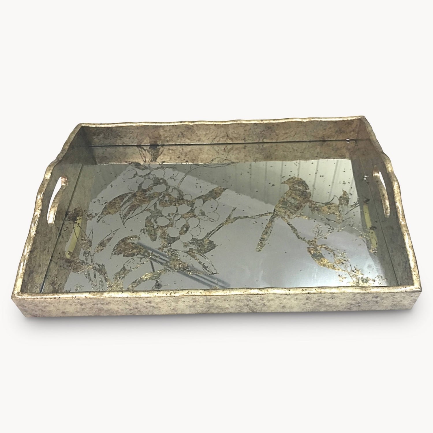 WALTHAM RECTANGULAR MIRRORED BIRD TRAY