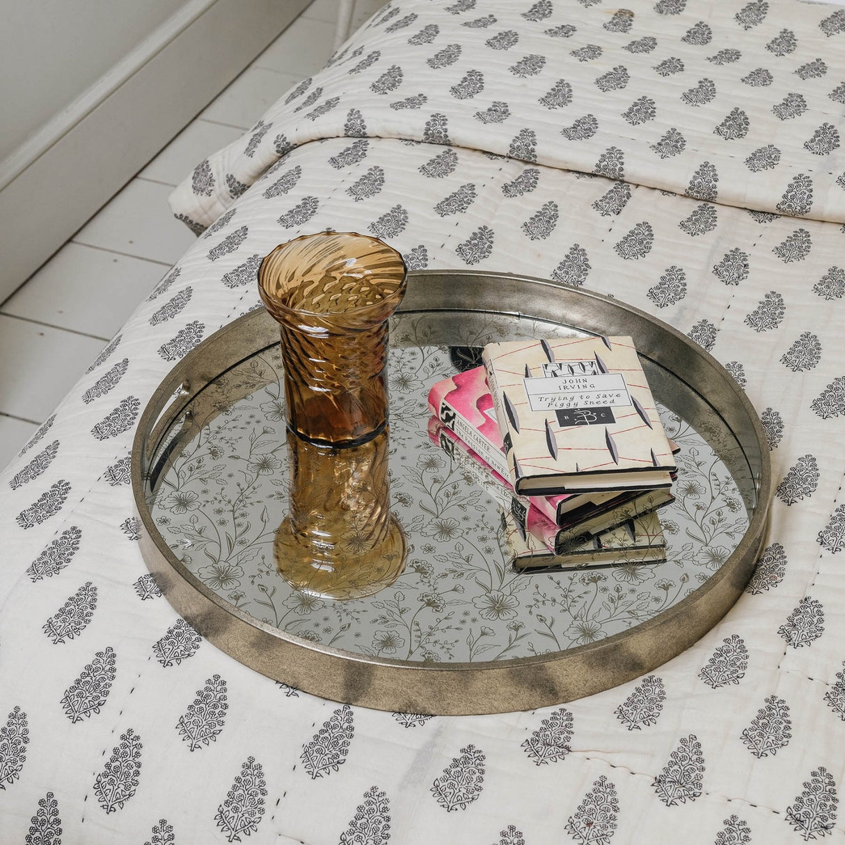 WALTHAM ROUND MIRRORED SILVER TRAY