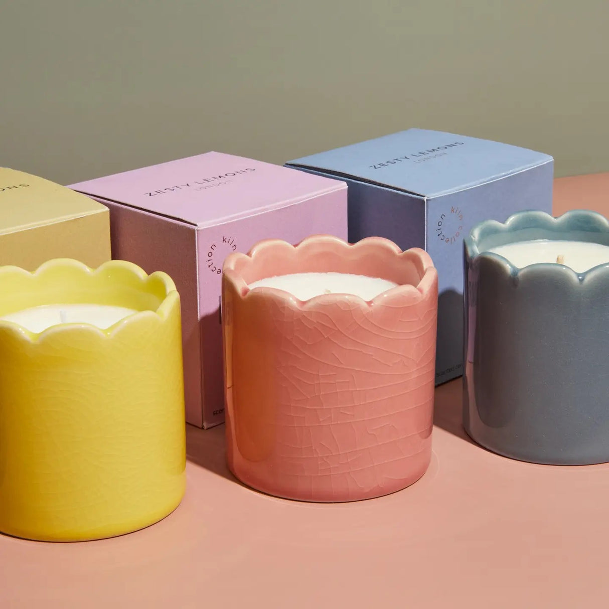 Kiln Scalloped Yellow Candle - Lemon & Lavender