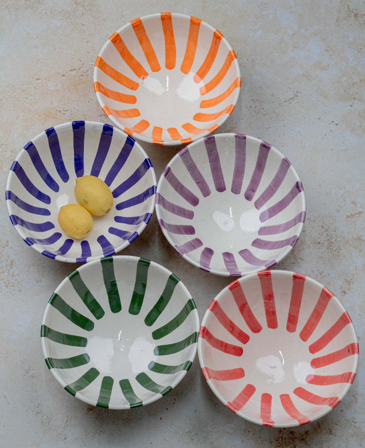 Hand Painted Moroccan Striped Serving Bowl - Handmade Bowl