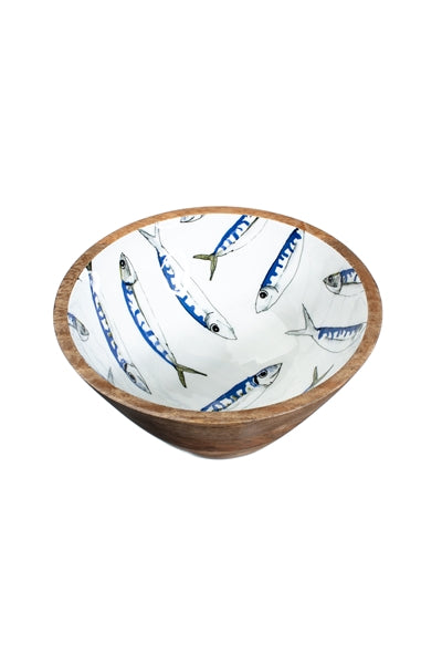 Mackerel Wooden Bowl 25cm