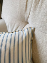 The Riley Blue Ticking Stripe Oxford Edge Cushion