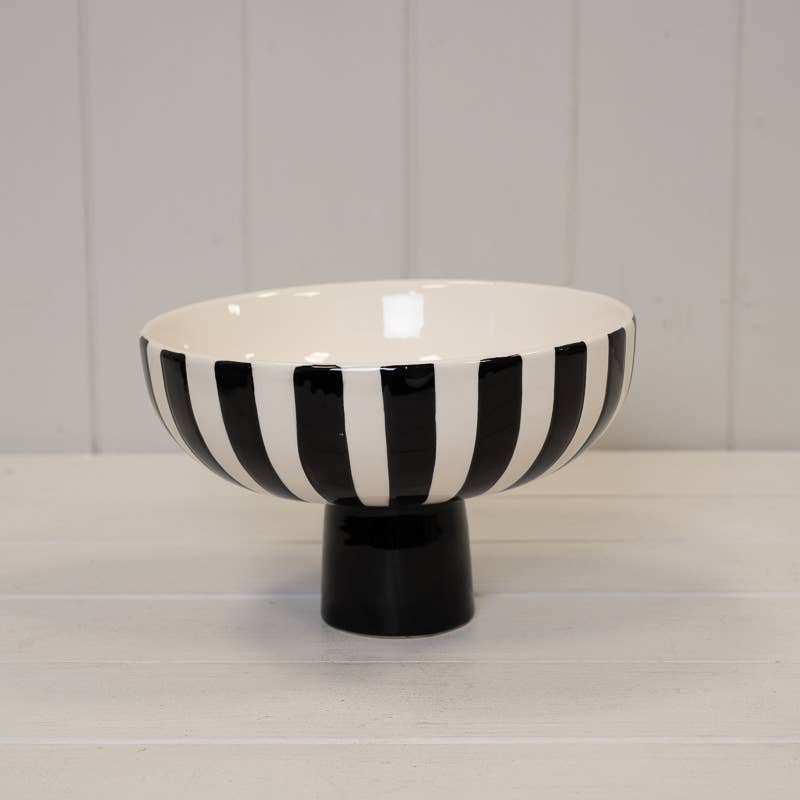 Painted Striped Ceramic Bowl - 2 colours
