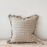 Hallie Light Brown Gingham Cushion Cover, 45cm
