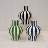 Painted Striped Ceramic Round Vase