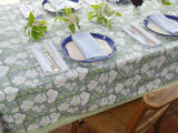 IN BLOOM BLUE hand block printed tablecloth - 2 sizes