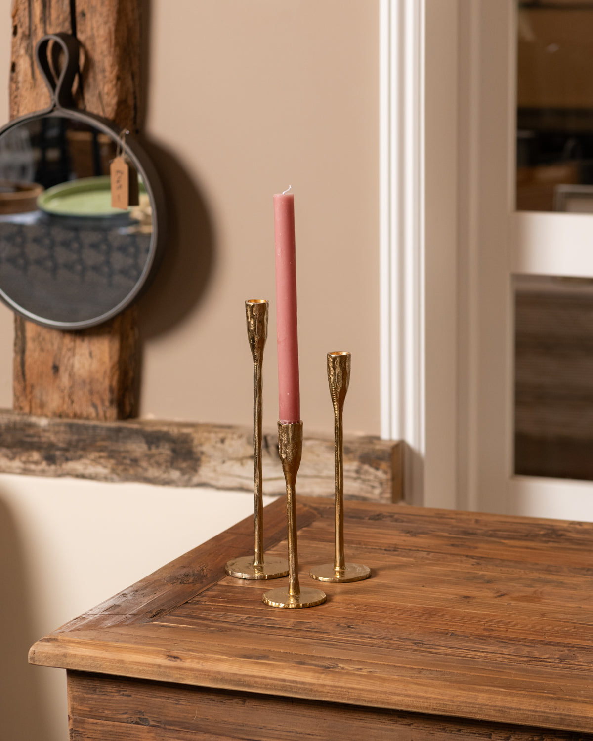 Shoreditch Candle Stick Raw Bright Gold 3 sizes 1 set