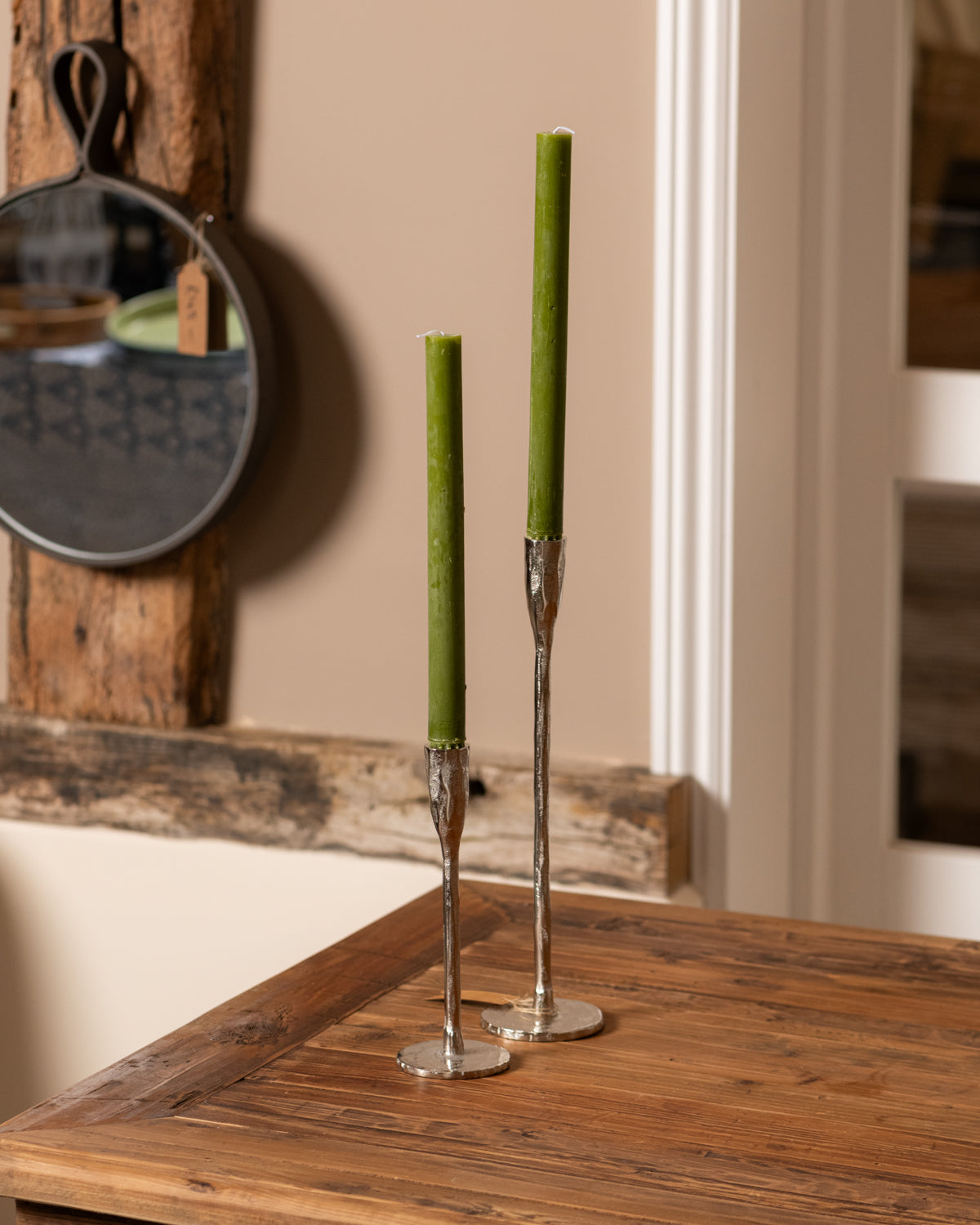 Finsbury Candle Stick Raw Silver 2 sizes 1 set