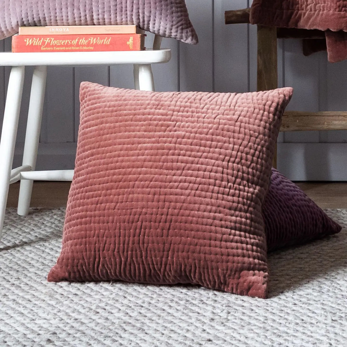 Haze Embroidered Cushion Persimmon 50cm - Voyage