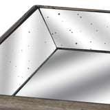 Astor Distressed Mirrored Tray With Wooden Detailing - 4 sizes