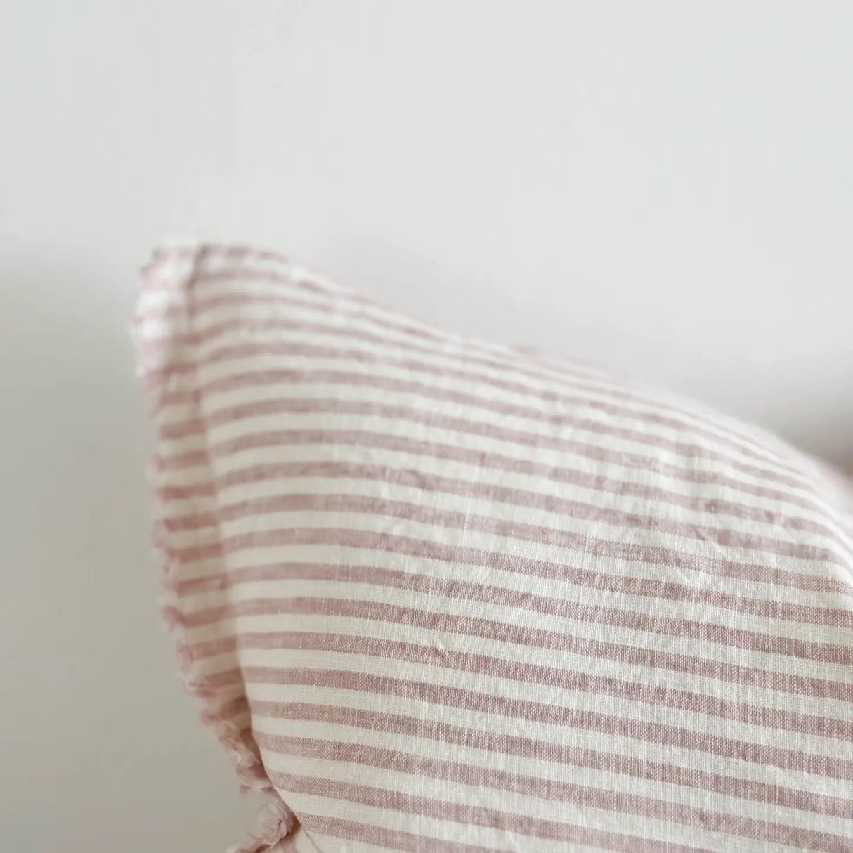 Esmee Linen Cushion  50×30cm – Frayed Edge Pink Stripe