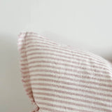 Esmee Linen Cushion  50×30cm – Frayed Edge Pink Stripe