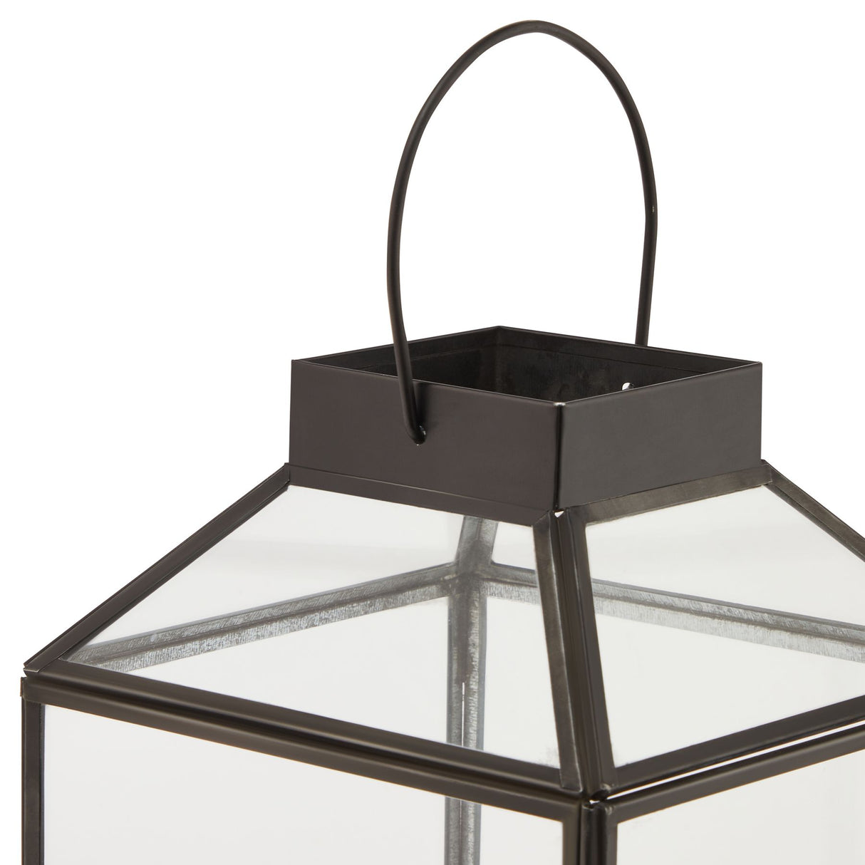 Glass Top Black Lantern 31cm