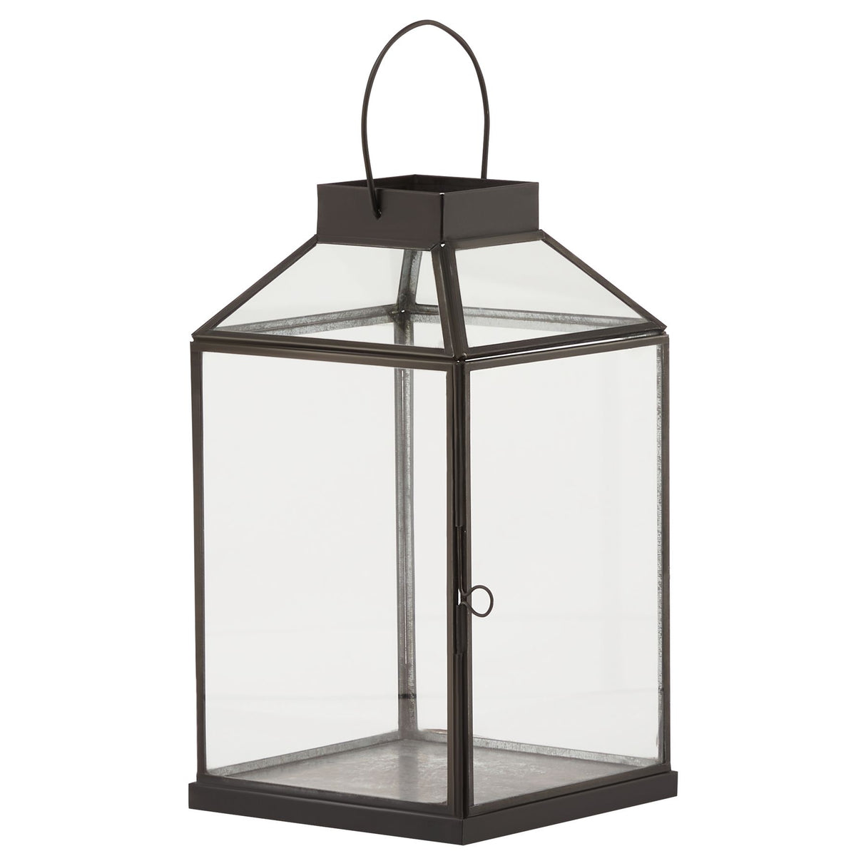Glass Top Black Lantern 31cm