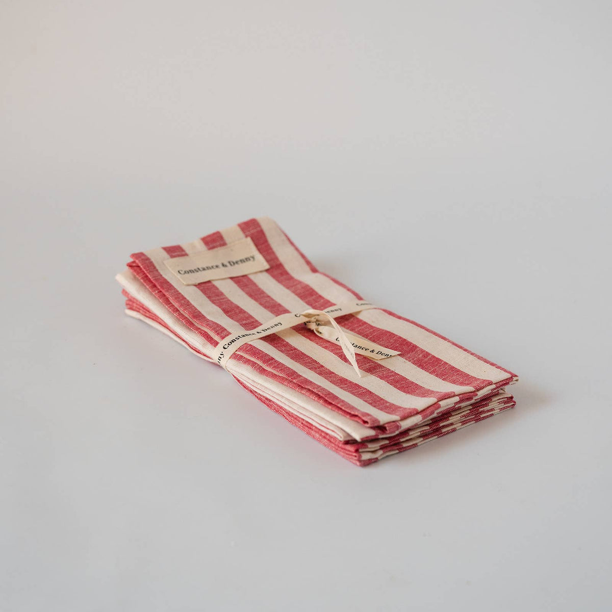 WOVEN POPPY STRIPE set of 4 cotton napkins