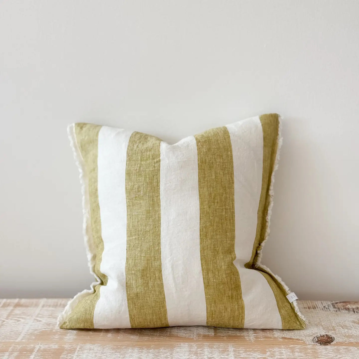 Esmee Light Olive Wide Stripe Cushion Cover, 45cm
