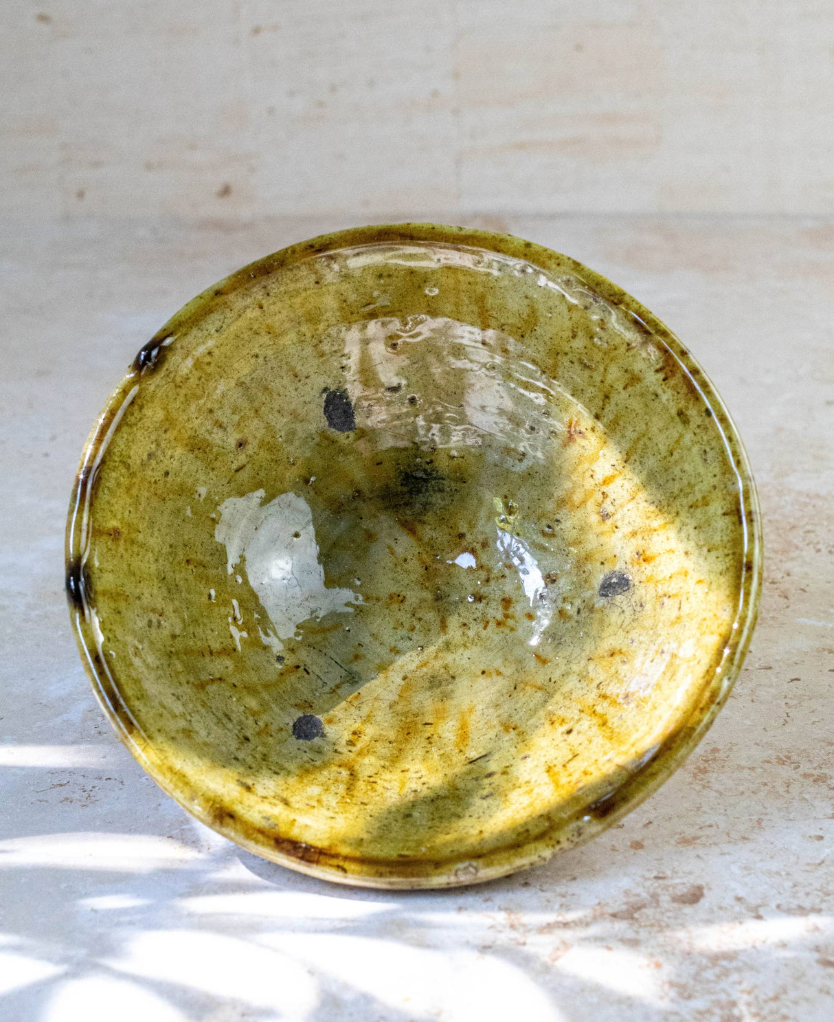 Handmade Moroccan Tamegroute Ochre Ceramic Serving Bowl