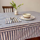 WOVEN INDIGO STRIPE TABLECLOTH – 100% Cotton | 150 x 280 cm