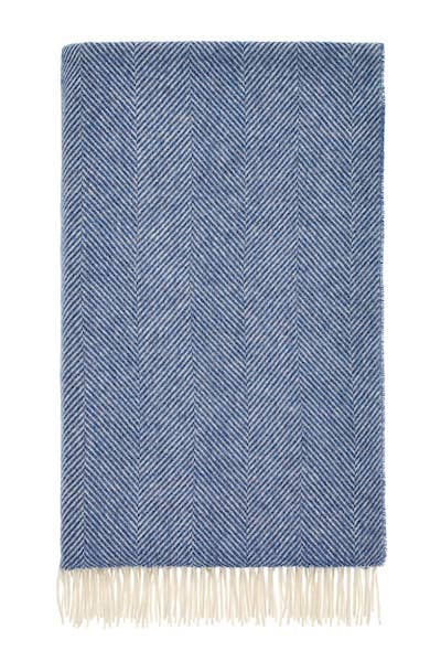 Herringbone Pure Wool Throw Blueberry
