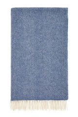 Herringbone Pure Wool Throw Blueberry