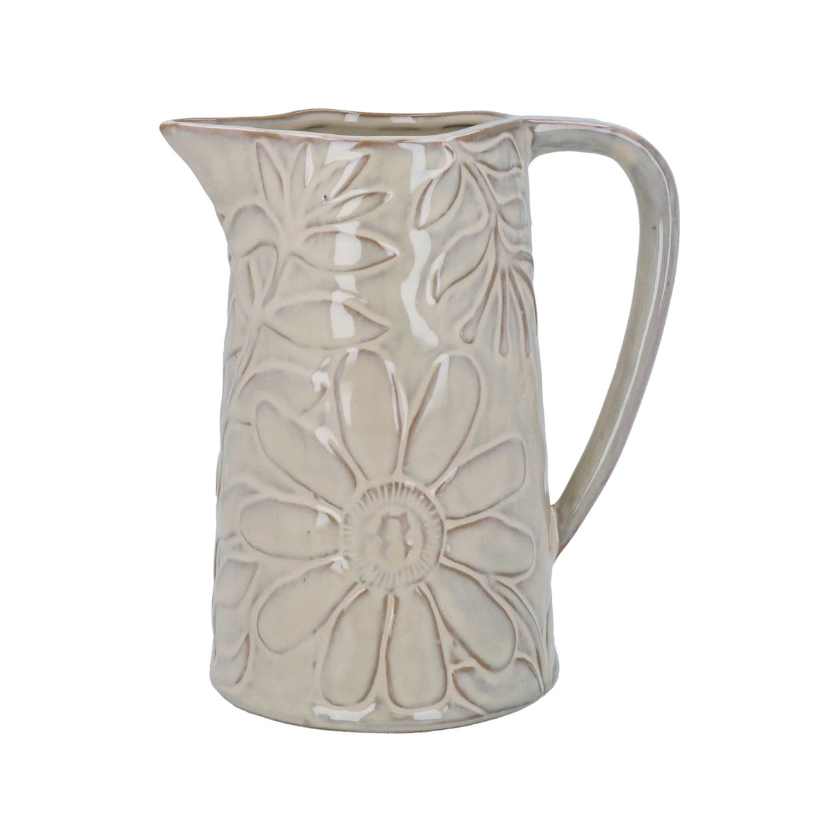 Taupe Floral Porcelain Jug, 18.6cm