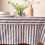 WOVEN INDIGO STRIPE TABLECLOTH – 100% Cotton | 150 x 280 cm