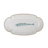 Stoneware Oval Fluted Plate 23cm - Fish