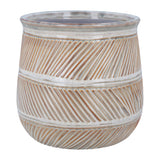 Stoneware Pot Cover 15.5cm - Natural Hatch Design
