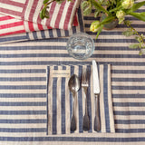 WOVEN INDIGO STRIPE TABLECLOTH – 100% Cotton | 150 x 280 cm