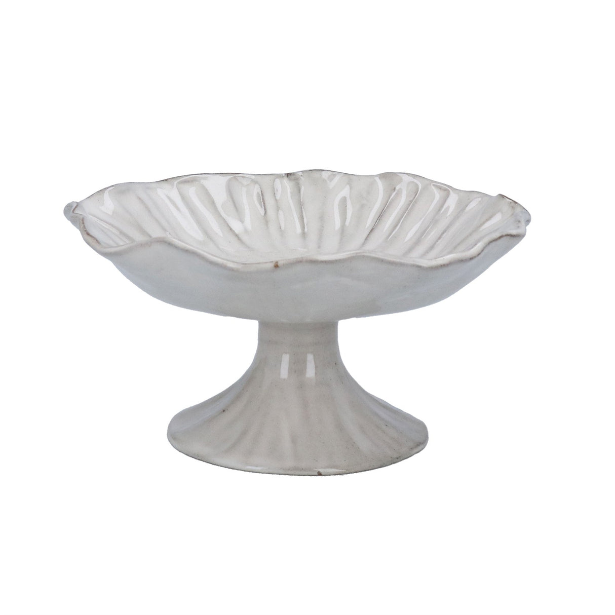 Stoneware Bowl 19.5cm - Taupe Pinched Pedestal