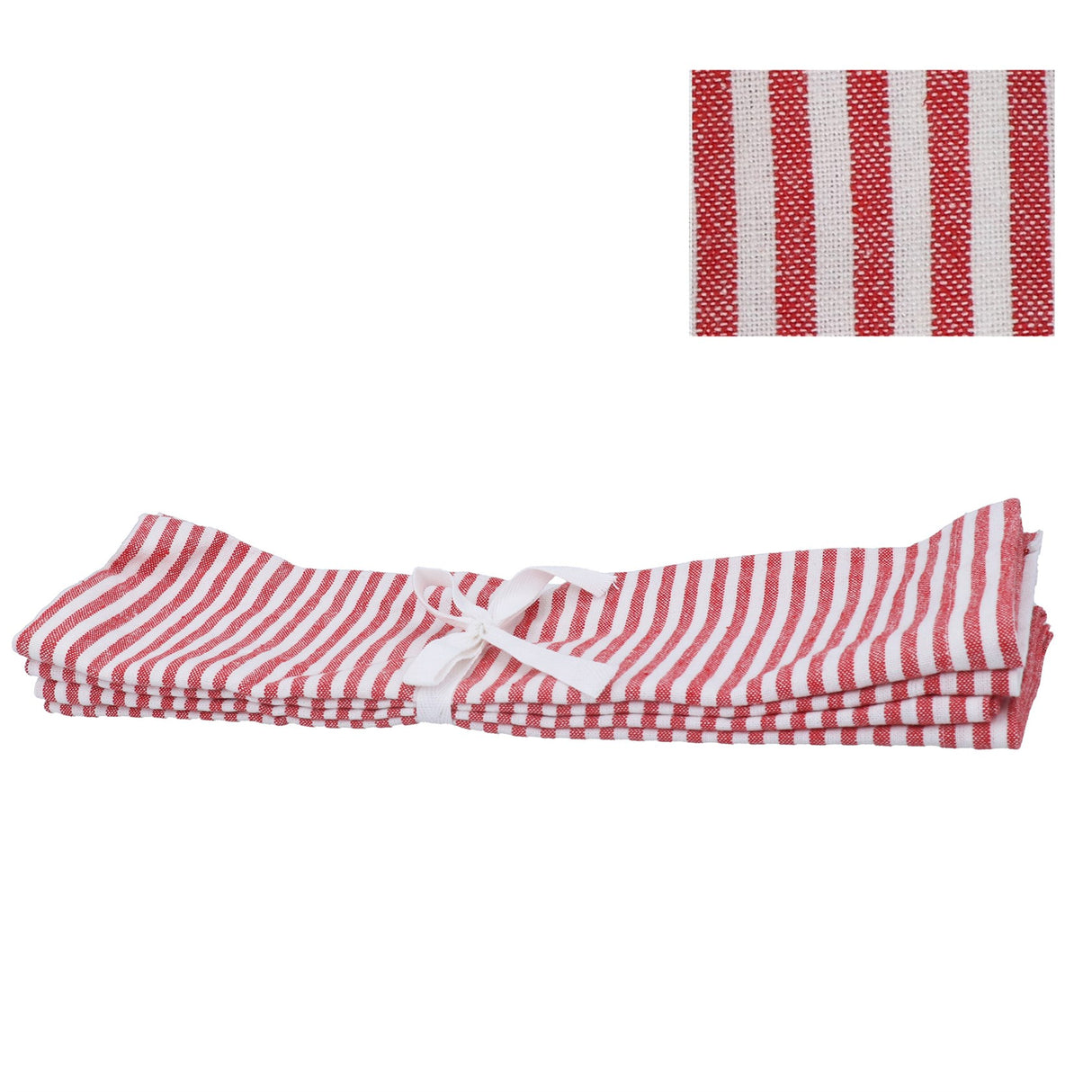 Set/4 Cotton Placemat 45cm - Red Mix Stripe