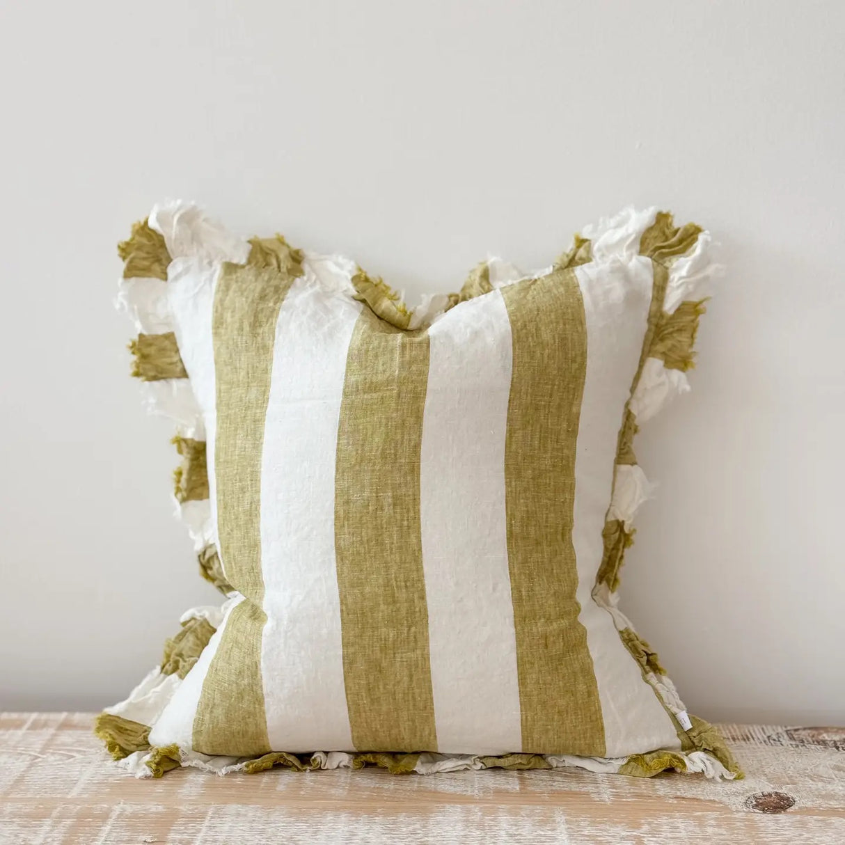Hallie Light Olive Wide Stripe Cushion Cover, 45cm