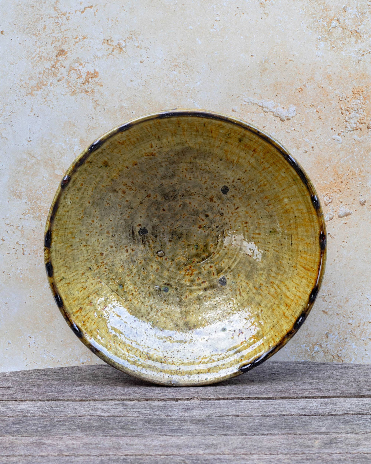 Handmade Moroccan Tamegroute Ochre Ceramic Serving Bowl