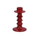 Ceramic Candle Holder - Dark Red Hooped - 2 sizes