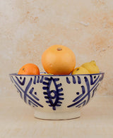 Moroccan Handpainted Ceramic Pedestal Bowl, Berber Eye