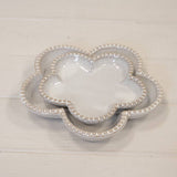 Natural Ceramic Flower Shaped Plate with Bobble Rim