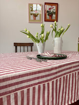 WOVEN CLAY STRIPE TABLECLOTH – 100% Cotton | 150 x 280 cm