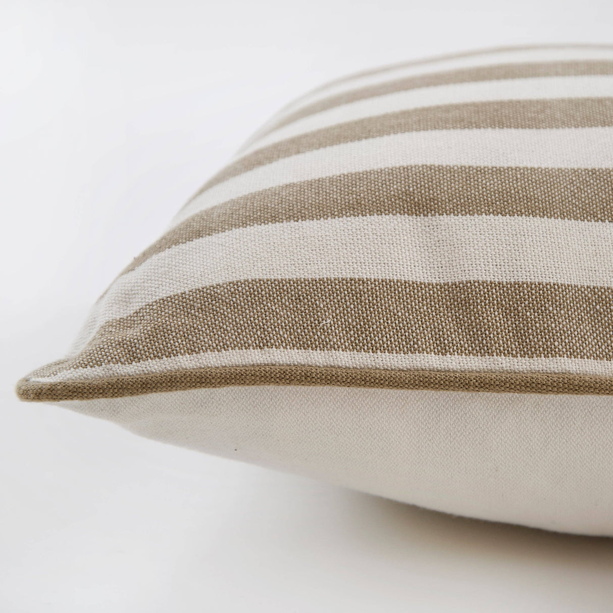 Whitsands Stripe Manzanilla Cushion - Weaver Green