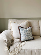 The Harriet Cream Neutral Herringbone Fringed Cushion