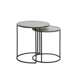 light and living raw nickel set of 2 side tables