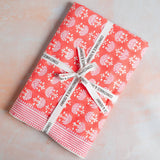 FAN CORAL hand block printed tablecloth - 2 sizes