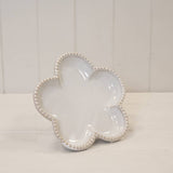 Natural Ceramic Flower Shaped Plate with Bobble Rim