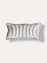 The Riley Blue Ticking Stripe Fringed Cushion