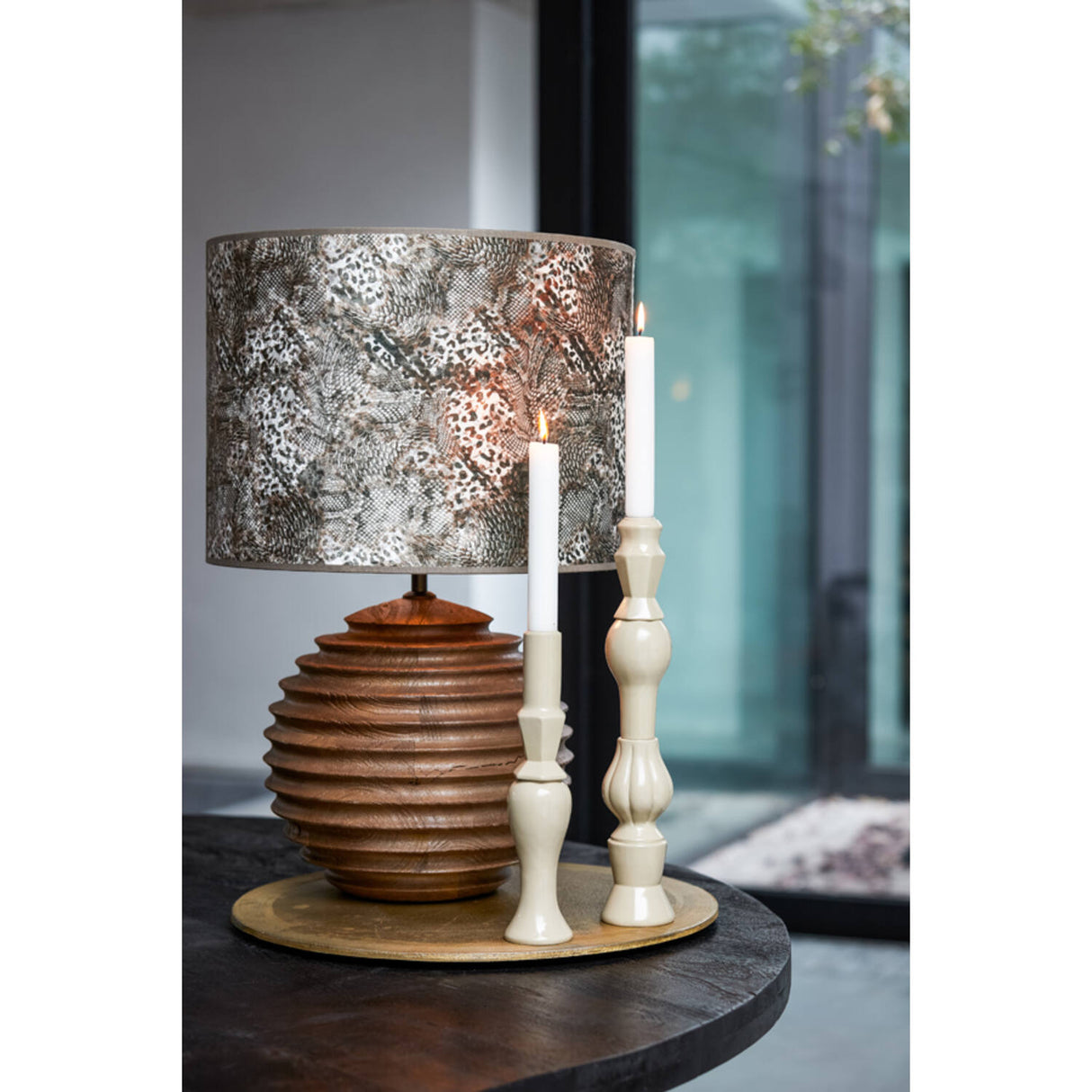 Lamp base RENZO wood matt brown