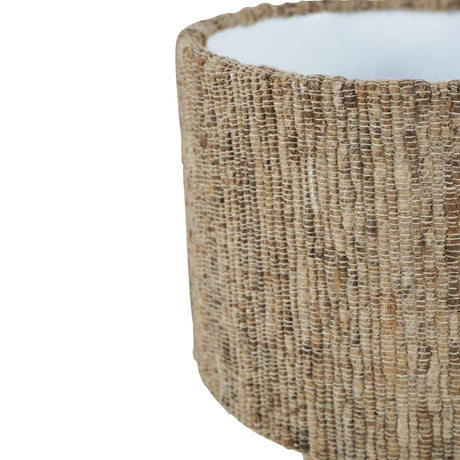 Libra Leon Solid Wood Table Lamp with Silk Jute Shade- Large